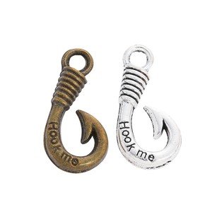 Amuleto de anzuelo con inscripción Hook <span class=keywords><strong>Me</strong></span> y detalle de cuerda en espiral para regalos de pulseras de pescador - Product Image 4