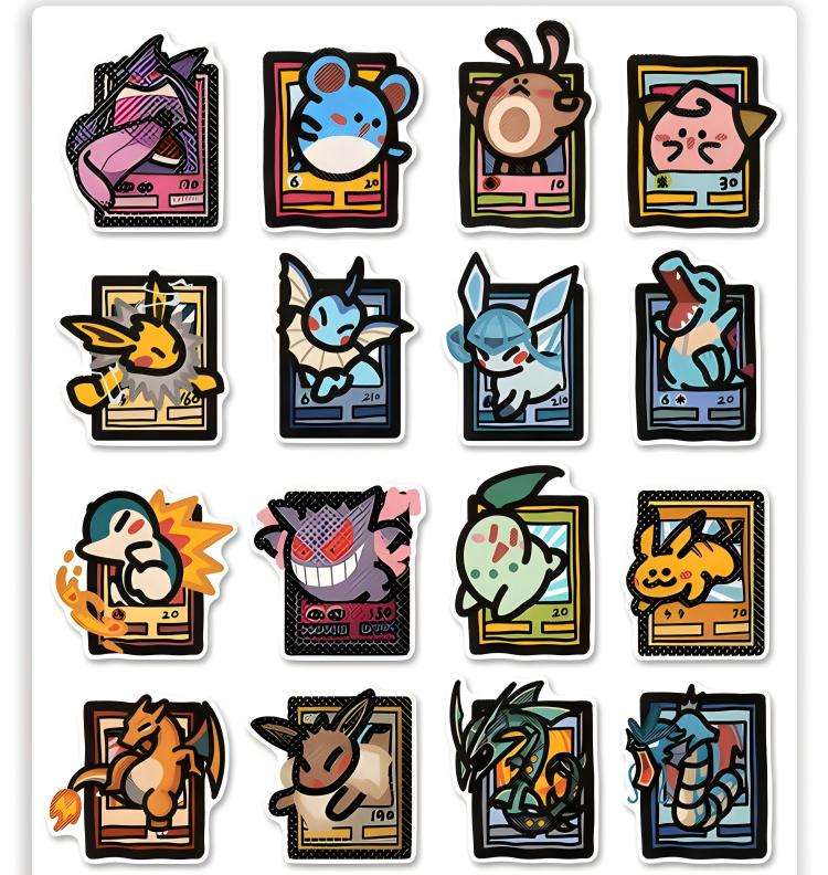 Pokemon Anime Stickers Waterproof Vinyl Decals Pikachu Eevee Gengar ...