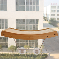 Hamac de fenêtre multifonctionnel en bois pour chat, avec ventouses robustes, installation simple, griffoir pour chat