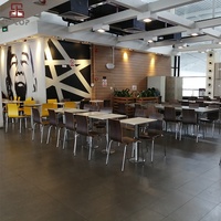 Schnelle Lieferung Günstiger Preis Moderne Fast-Food-Möbelgarnitur Gebogene Holz-Restaurantstühle und Marmortisch