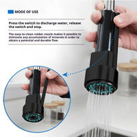 Robinet de cuisine monocommande chaud/froid en acier inoxydable, nouveau, avec douchette extractible, finition noire moderne, en laiton, à poser sur comptoir, pour hôtel