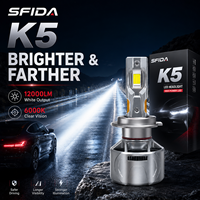 Ampoule de conversion de phare LED SFIDA K5 nouvelle génération, super lumineuse 6000K 12V, 120W 12000LM, ajustement universel, rétrofit/amélioration