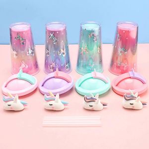 New <b>Unicorn</b> Eco-Friendly PP Plastic Unisex Drinking <b>Bottle</b> Cute Cartoon Handy Cup Direct Drinking Straw Boiling <b>Water</b> Safe - Product Image 3