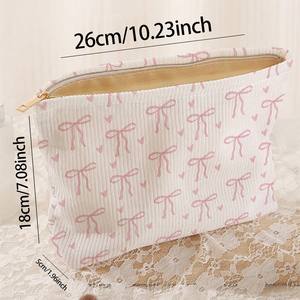 กระเป๋าเครื่องสำอางผ้าลูกฟูกพิมพ์ลายหัวใจวาเลนไทน์น้ำหนักเบามีซิปกระเป๋าเครื่องอาบน้ำความจุขนาดใหญ่สำหรับผู้หญิง - Product Image 3