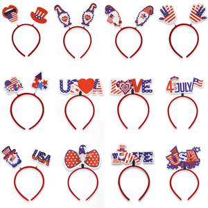 Diadema Patriótica del Día de la Independencia Americana con <span class=keywords><strong>Bandera</strong></span> Nacional, Corazón <span class=keywords><strong>Rojo</strong></span>, Blanco y Azul, Accesorio para el Cabello para Mujeres y Niñas, Decoración para Fiestas - Product Image 2