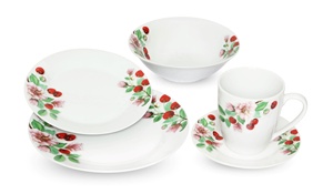 Juego de vajilla de porcelana y cerámica con diseño Floral, platos de lujo baratos al por mayor, color blanco, 30 piezas - Product Image 5
