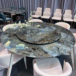 Bàn ăn bằng đá cẩm thạch tự nhiên hiện đại với chân kim loại cho phòng khách biệt thự sử dụng khách sạn - Product Image 3