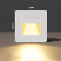 Lampe d'escalier encastrée carrée de 86 mm avec interrupteur au pied pour éclairage de couloir, allée, paysage, cour et marches nocturnes