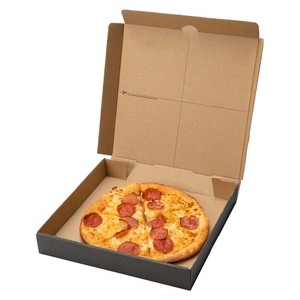 Có thể tái chế kích thước khác nhau sáo sóng bao bì Takeaway pizzeria 28 15 hộp bánh <span class=keywords><strong>pizza</strong></span> vuông màu đen với logo - Product Image 6