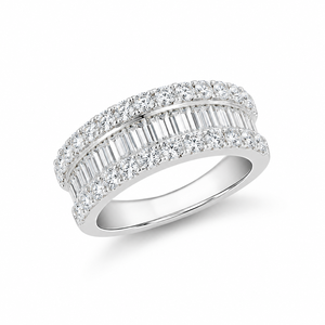 Anello a fascia intera con pietre quadrate da donna, design a ruota, anello di tendenza - Product Image 1