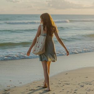 Femmes élégant pratique esthétique Rone168 sac fourre-tout taille moyenne résistant à l'eau poche intérieure broderie lettre été automne - Product Image 1