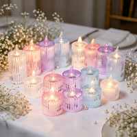 Lampes à thé LED en gros, design à rayures verticales, bougies pilier sans flamme, écologiques, à piles, bouton-poussoir, décoration intérieure