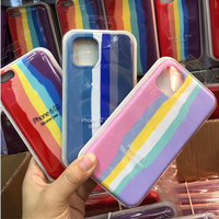 Nouvel arrivage coque de téléphone en Silicone liquide avec logo personnalisé couleur arc-en-ciel pour iphone 13 14 pro max X XS 7 8 Plus