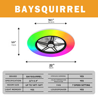 Ventilateur de plafond intelligent Tuya WiFi 22 pouces avec lumière RGB, haut-parleur Bluetooth, moteur DC et application intelligente pour salle multimédia, personnalisable OEM – Stock usine