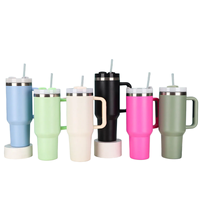Gobelet isotherme en acier inoxydable 40 oz avec logo personnalisé, poignée et paille, anti-fuite, en acier 18/8 sans BPA, compatible porte-gobelet pour la salle de sport et le bureau