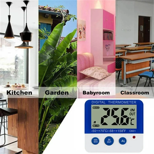 Thermomètres numériques pour réfrigérateur congélateur à Led, température et humidité avec indicateur d'alarme à Led - Product Image 5