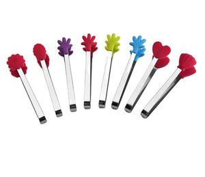 Salad Serving <b>BBQ</b> Ice Tongs Stainless Steel Handle Utensil Creative Heart Shape Kitchen Cooking <b>Tools</b> Mini Silicone Food Clip - Product Image 1