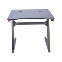 Bureau de jeu moderne en métal en forme de T avec éclairage RGB pour bureau à domicile - Bureau d'ordinateur avec design profond