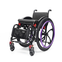 Fauteuil roulant manuel à absorption des chocs de la roue avant, grandes roues tout-terrain, portable, en alliage d'aluminium, certifié CE, garantie 1 an