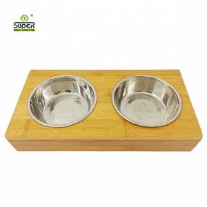 Tigela dupla para animais, tigela de bambu para cachorros e gatos - Product Image 3