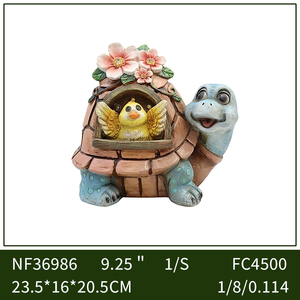 Statue de tortue en résine pour <span class=keywords><strong>jardin</strong></span> avec nichoir à oiseaux solaire et fleurs, décoration extérieure pour <span class=keywords><strong>jardin</strong></span> et cour - Product Image 4