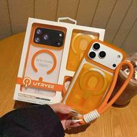 Coque de téléphone magnétique givrée avec porte-cartes et chaîne pour iPhone 17 Pro Max, 16, 15, 17 Air, 17E, 16E – Offre Spéciale, Livraison Gratuite