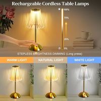 Table de chevet rechargeable à intensité variable lampes vintage lampe à fleurs lampe de table en cristal sans fil pour restaurant camping bar lecture