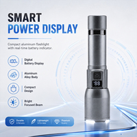 Lampe torche laser zoomable 10W 500LM avec indicateur de puissance numérique, 3 modes, charge Type-C, batterie 18650 1500mAh, en aluminium