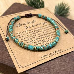 Bracelet en pierre naturelle avec perles de verre colorées, protection EMF, compatible FBA pour les grossistes, inspection par un tiers - Product Image 5