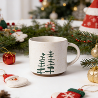 Mug en céramique style nordique avec motif de pin, tasse à café isolée pour la maison ou le bureau, idéale pour Noël
