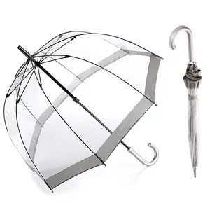 Недорогой большой прозрачный зонт с логотипом на заказ, прозрачный зонтик из ПВХ с ручкой, прямые Прозрачные зонтики для детей и женщин