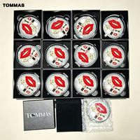 Miroir de poche pliable de luxe fait main, effet diamant rouge, finition métallique nacrée brillante, logo personnalisé, double face grossissement 2X