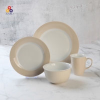 Vente flash Tasse à café en céramique et porcelaine 360cc avec couleur unie beige et design de grand gobelet à large ouverture pour la maison et le restaurant