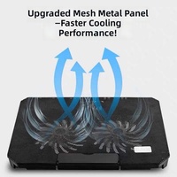Support de refroidissement pour ordinateur portable durable et réglable avec port USB, ventilateur en maille métallique et lumière LED pour bureau