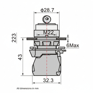 Interrupteur sélecteur à clé à <span class=keywords><strong>2</strong></span> <span class=keywords><strong>positions</strong></span> étanche IP65 LAY4-EG21, en métal, pour appareils électroménagers, 10A 220V - Product Image 5