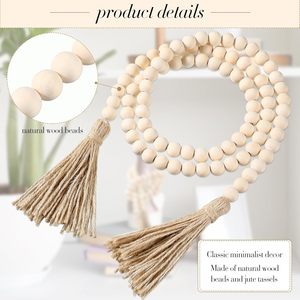 Guirnalda de cuentas de 58'' con borlas, decoración rústica campestre, adorno de pared <span class=keywords><strong>estilo</strong></span> bohemio para casa de campo - Product Image 3