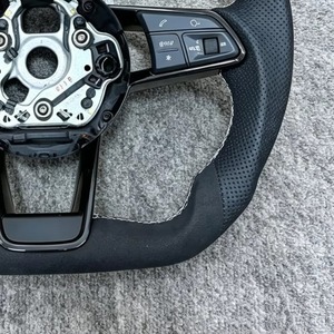 Volante Deportivo S-line de Fondo Plano en Cuero Genuino, Accesorio para Auto Compatible con Audi A6 C7 <span class=keywords><strong>A3</strong></span> A4 B8 B9 S5 A5 A7 A8 Q3 Q7 - Product Image 6