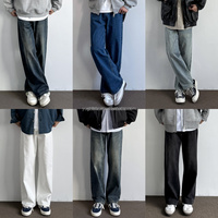 Nuevos Jeans Anchos Elásticos de Moda Otoñal para Hombre - Pantalones de Trabajo con Botones y Estampado de Tiro Medio para Uso Casual y Ajustado
