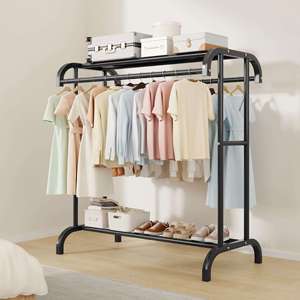 <span class=keywords><strong>Étagère</strong></span> de rangement métallique double niveau personnalisable, anti-rouille, stable et robuste, pour vêtements et sacs, chambre, balcon, salon - Product Image 1
