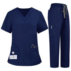 Scrubs Uniformes Poches Tops Jambe Droite Pantalon De Travail Extensible Style À La Mode pour Clinique Infirmière Médecins - Product Image 5