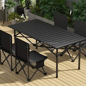 Ensemble <span class=keywords><strong>de</strong></span> meubles d'extérieur personnalisés, table et chaises pliantes en aluminium pour les barbecues, les pique-niques, la cour, la maison, les événements en plein air - Product Image 4