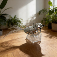 Vente en gros usine : Oiseau miroir disco personnalisé en verre artisanal argenté de luxe pour ornement de Noël