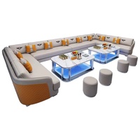 Ensemble de mobilier de bar de luxe léger pour club KTV, canapé et table basse, pour restaurant, en bois massif, en forme de U et de L, banquette commerciale