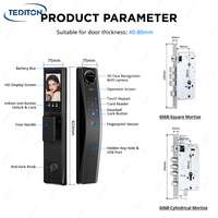 Serrure de porte intelligente entièrement automatique avec reconnaissance faciale 3D Tuya, empreinte digitale biométrique, application WiFi, télécommande pour porte en aluminium ou en bois