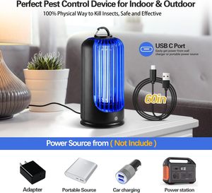 Lampe anti-moustiques LED portable USB 4000mAh, piège électrique pour moustiques et mouches, lumière jaune chaude écologique et silencieuse - Product Image 5