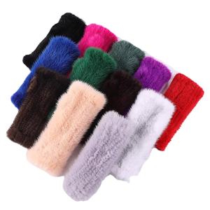 Vente directe d'usine Gants en fourrure de vison véritable tricotés pour femmes, chauds pour l'hiver, respirants, style uni, élastiques et résistants pour les activités de plein air - Product Image 1