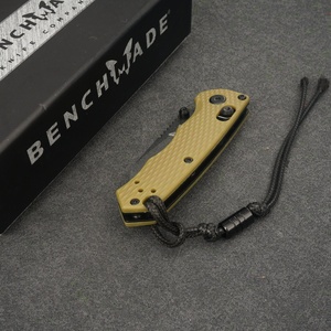 Couteau de poche tactique BM290 pour le camping, lame M390 à pointe de lance, bord plat, manche en nylon et fibre de verre, ouverture par bouton de pouce, DIY OEM - Product Image 5