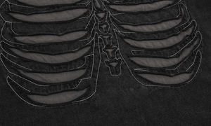 2024 en Stock Hip Hop hombres <span class=keywords><strong>camisetas</strong></span> frente trasero bordado <span class=keywords><strong>esqueleto</strong></span> Patchwork pesado algodón ácido lavado Streetwear camisas - Product Image 6