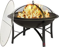 Barbecue et foyer à bois 2-en-1 Fire Beauty |   Acier au carbone épais, revêtement en poudre, grande capacité, faible émission de fumée, résistant à la rouille