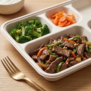 Assiette en bagasse écologique à 5 compartiments, barquette alimentaire jetable durable, compostable, compatible micro-ondes, sans plastique, pour la rentrée scolaire - Product Image 3